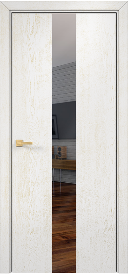 Дверь Оникс модель Соната Цвет:эмаль белая с патиной золото Остекление:Зеркало