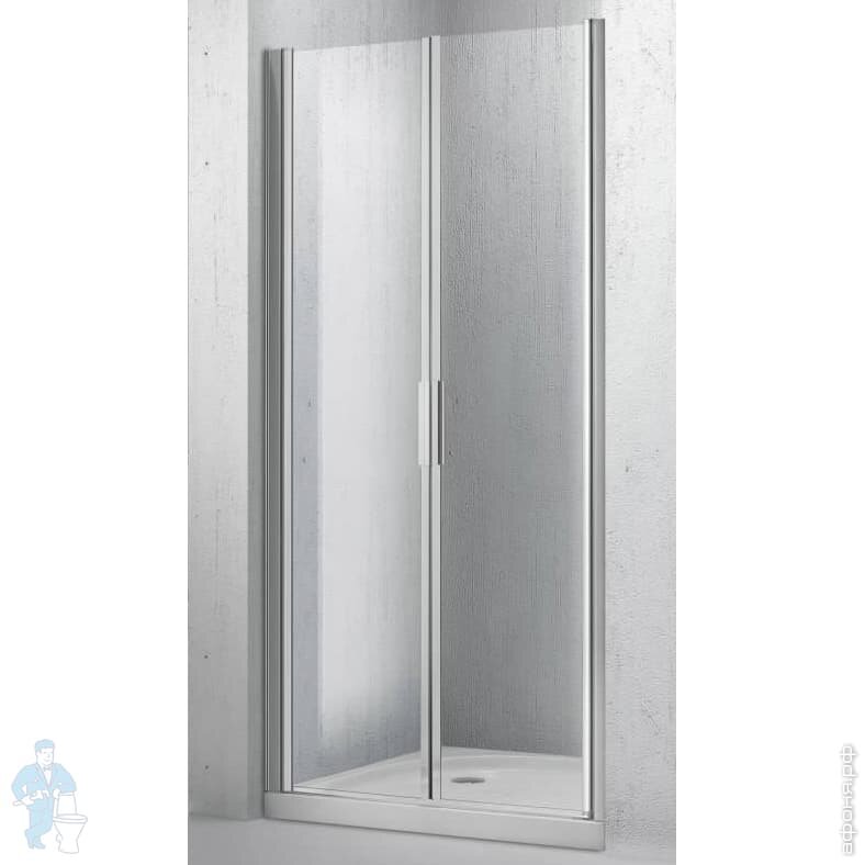 Дверь в нишу BELBAGNO SELA (900x1900) SELA-B-2-90-Ch-Cr 2 распашных, стекло шиншила/профиль хром