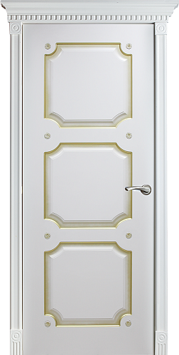 Оникс / Фортрез Межкомнатная дверь фрезерованная Валенсия Цвет: белая эмаль патина золото