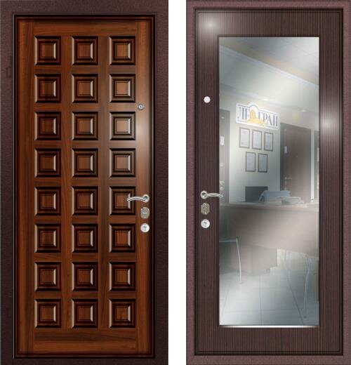 Дверь входная (стальная, металлическая) Ле-Гран (Легран) Массив + МДФ с зеркалом Рим quot;Венгеquot; Mottura 54.797 (Италия)