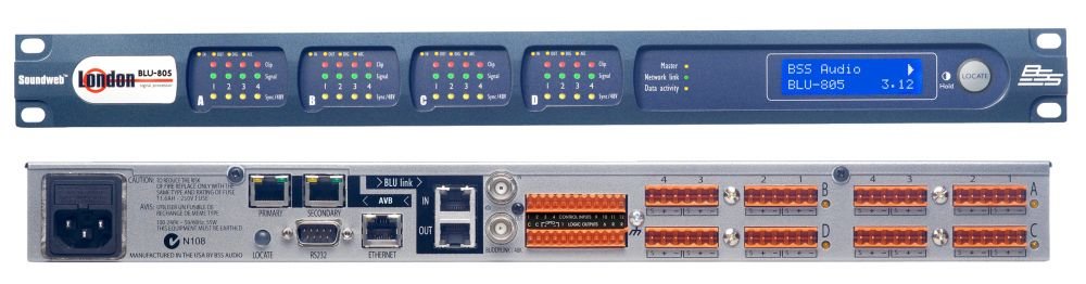 BSS BLU-805 аудио-матрица с процессором, шасси. BLU-link, AVB. Установка опциональных карт - до 16 аналоговых или цифровых вх. или вых., до 4 телефонных вх.