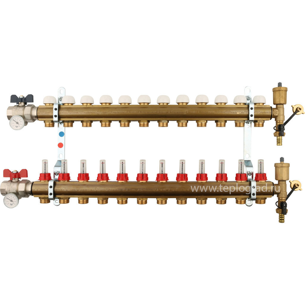 Коллектор в сборе Tiemme на 12 выходов с расходомерами - 3870018