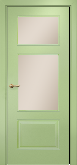 Дверь Оникс Прованс фрезерованный Цвет:эмаль фисташка по ясеню Остекление:Сатинат бронза