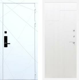 Дверь входная (стальная, металлическая) Баяр 1 ФЛ-291 Белый ФЛ-246 quot;Лиственница бежеваяquot; с биометрическим замком (электронный, отпирание по отпечатку пальца)
