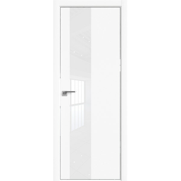 Дверь Profil Doors 5E Аляска со стеклом Белый лак и с матовой AL кромкой