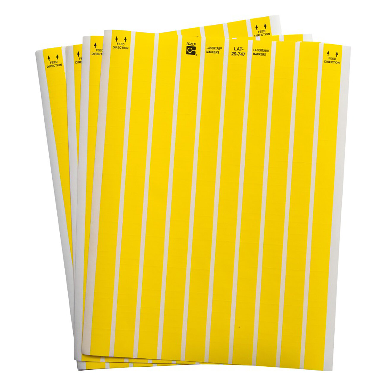Самоклеящиеся этикетки Brady LAT-11-747YL-5 на листах А4, 47.63 х 9.53 мм, желтые {brd29792}