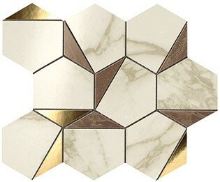 Мозаика Atlas Concorde Marvel Edge Gold Hex Brown-Calacatta 25,1x29 9EHB, м²