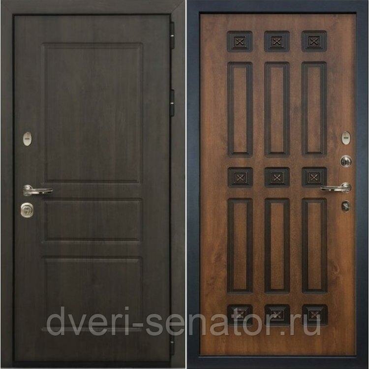 Сенатор Винорит №33 Голден патина черная входные железные утепленные трехконтурные двери в квартиру