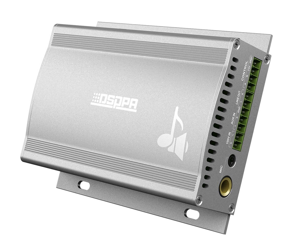 DSPPA DSP-9136 Сетевой терминальный усилитель для многозонной системы музыкально-речевой трансляции. Входы: микр., AUX, 100 В. Разъем RJ-45. Встроенный усилитель 2 х 20 Вт