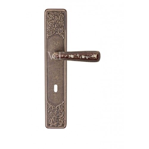 Ручка дверная Ручка дверная на планке под цилиндр Val De Fiori Николь, Бронза античная с эмалью