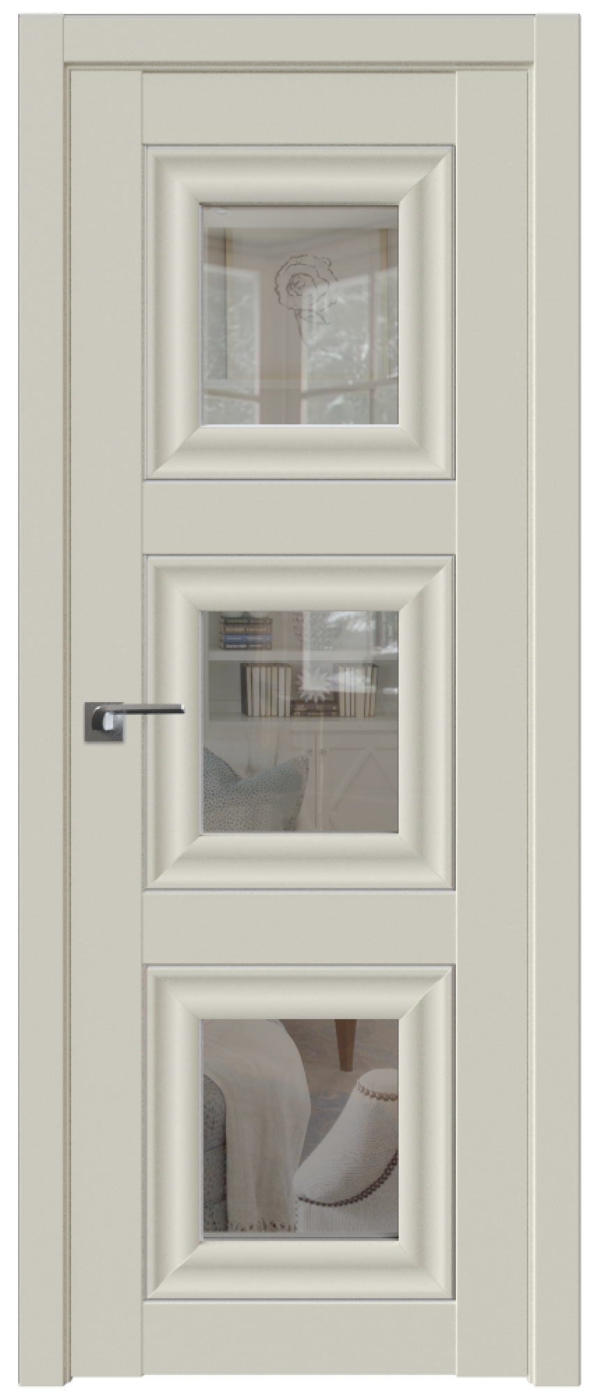 Дверь ProfilDoors Серия U модель 97U Цвет:Магнолия Сатинат Остекление:Прозрачное