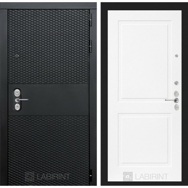 Двери Лабиринт производства г. Йошкар-Ола Входная металлическая дверь Лабиринт Блэк CISA 11 (Чёрный кварц / Белый софт)