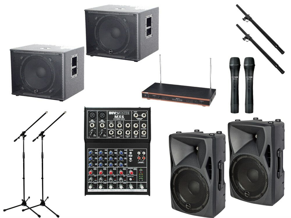 MuzProSvet Комплект звукового оборудования INVOTONE мощностью 3000 Вт