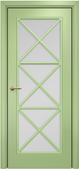Дверь Оникс Турин с решеткой Тип:Со стеклом Цвет:эмаль фисташка мдф Решетка:Решетка №5