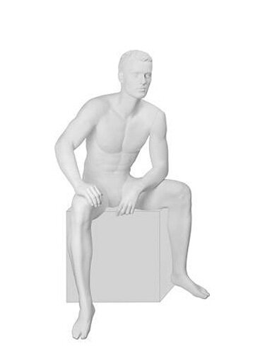 Манекен мужской сидячий скульптурный белый IN-36Alex-01M