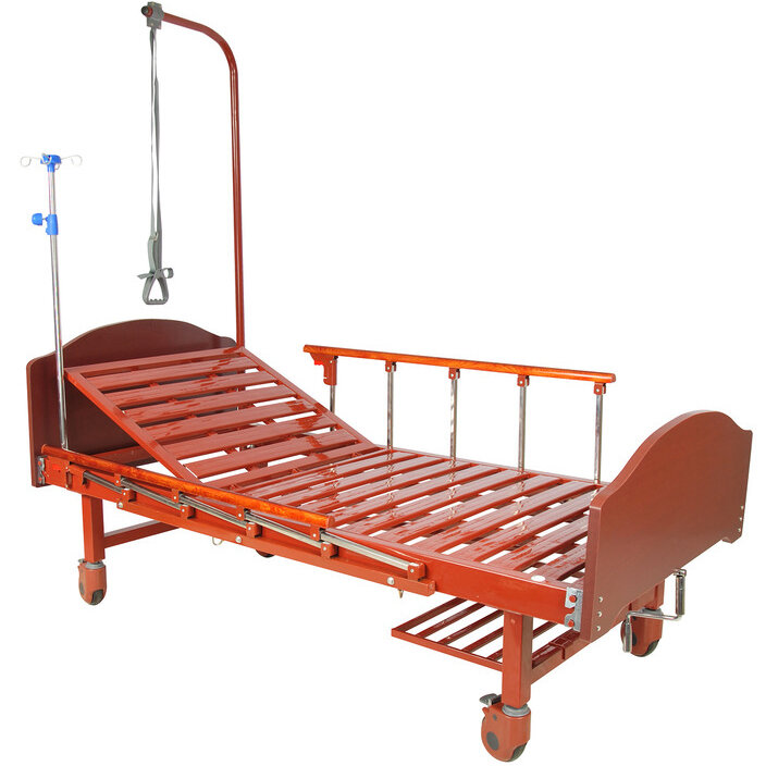 Медицинская механическая кровать Med-Mos E-17B (ММ-1014Н-00) из ЛДСП со столиком