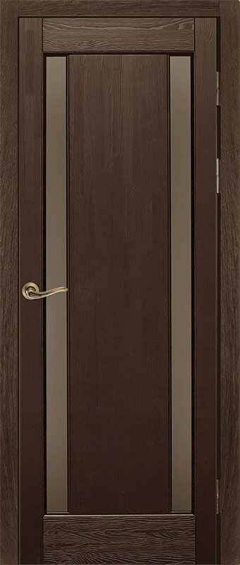 Дверь Ока массив сосны модель Милан Цвет:Орех Остекление:Графит