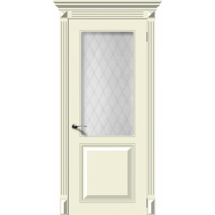 Межкомнатные двери эмаль Блюз Крем , Цвет - Крем, Тип - Остекление quot;Белое матовое Кристаллquot;, Размер 2000*700