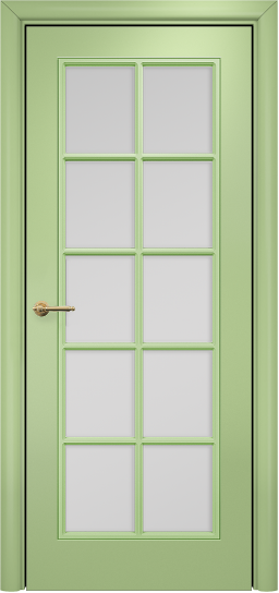 Дверь Оникс Турин с решеткой Тип:Со стеклом Цвет:эмаль фисташка мдф Решетка:Решетка №1