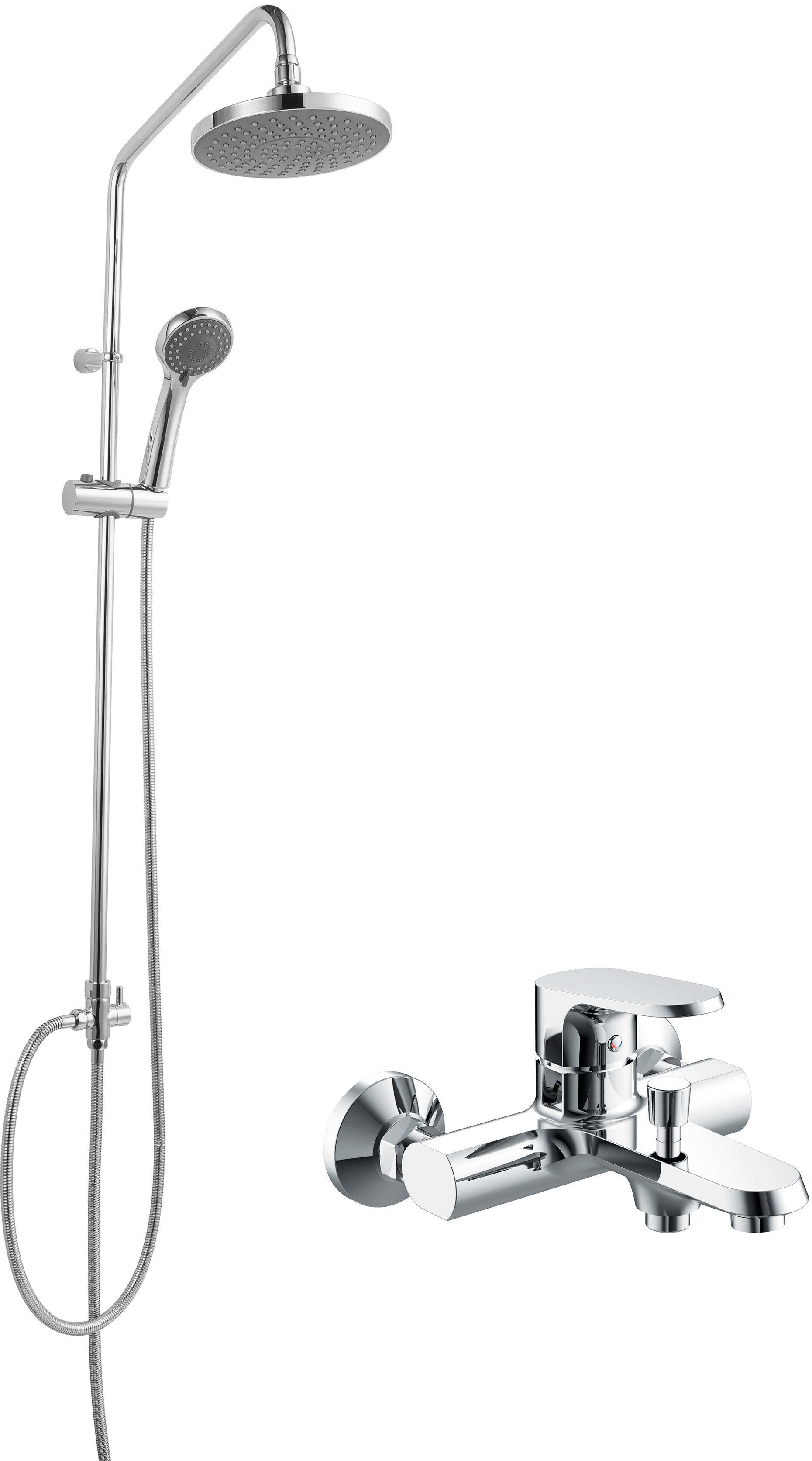 Комплект для ванной Смеситель Bravat Pure F6105161C-01 для ванны с душем + Душевая стойка Bravat Fi