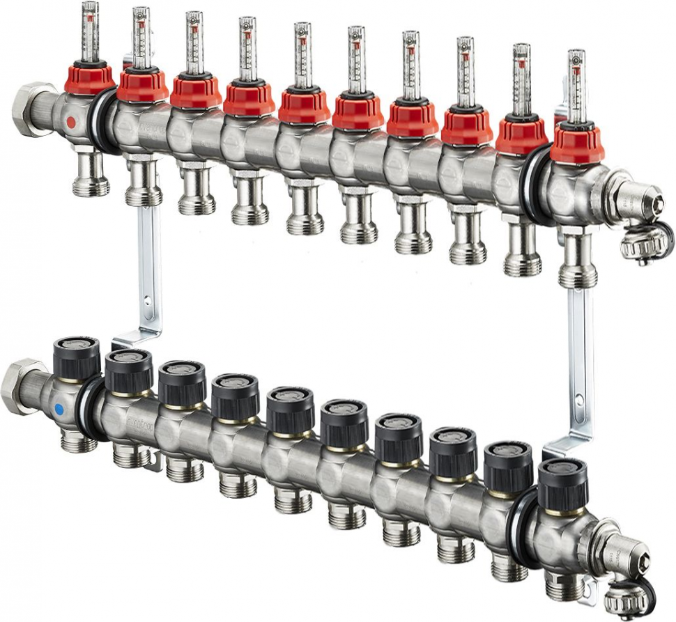 Коллектор Oventrop Multidis SF 1quot; арт. 1404360 (10 контуров) с расходомерами для теплого пола