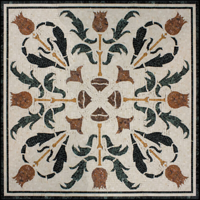 Декор напольный Natural Mosaic Мозаичные ковры PH-09 1000x1000 мм (Мозаика)