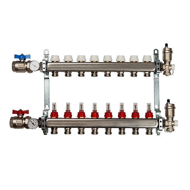 Коллекторная группа с расходомерами 11 выходов в сборе ViEiR, нержавейка