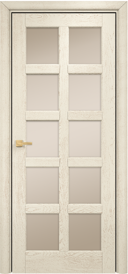 Дверь Оникс модель Вена 2 Цвет:эмаль слоновая кость патина коричневая Остекление:Сатинат бронза