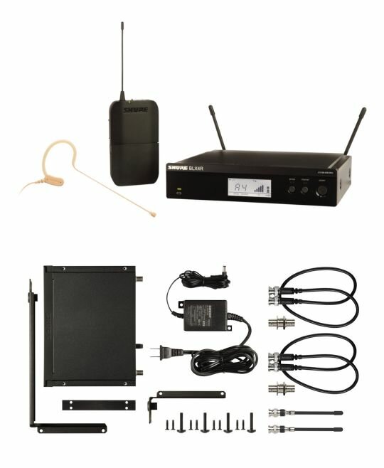 SHURE BLX14RE/MX53 M17 - рэковая презентационная радиосистема С головным микрофоном MX153