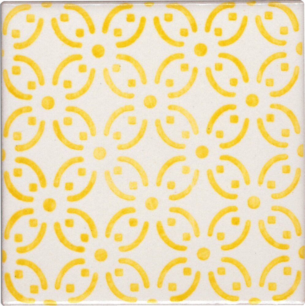 Майолика плитка Made a Mano Novecento CI NC/1 SM28 Giallo su fondo P/7 bianco latte ( м2)