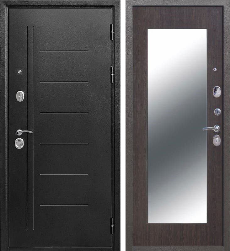 Входная металлическая дверь Троя Зеркало Maxi (Антик Серебро / Венге)