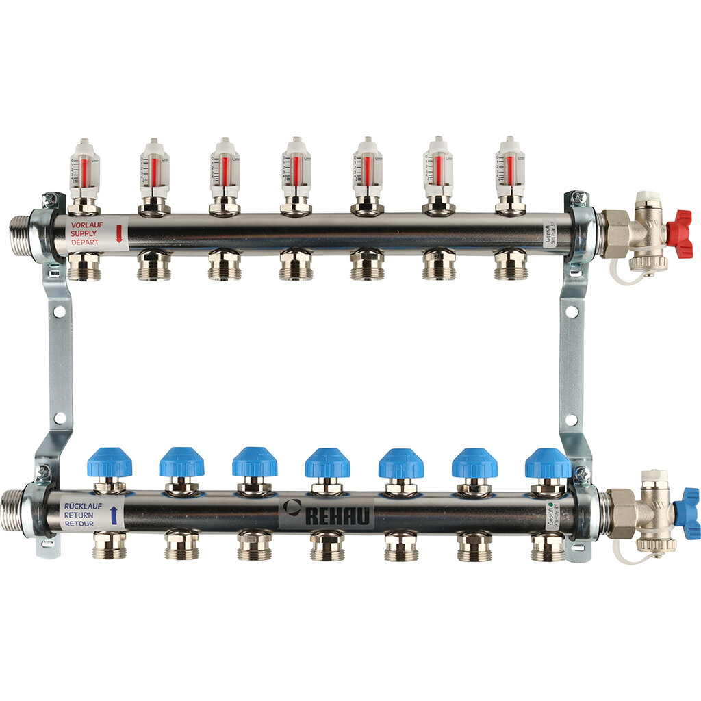 REHAU Распределительный коллектор HKV-D на 7 контуров (нерж .сталь) 12080711002