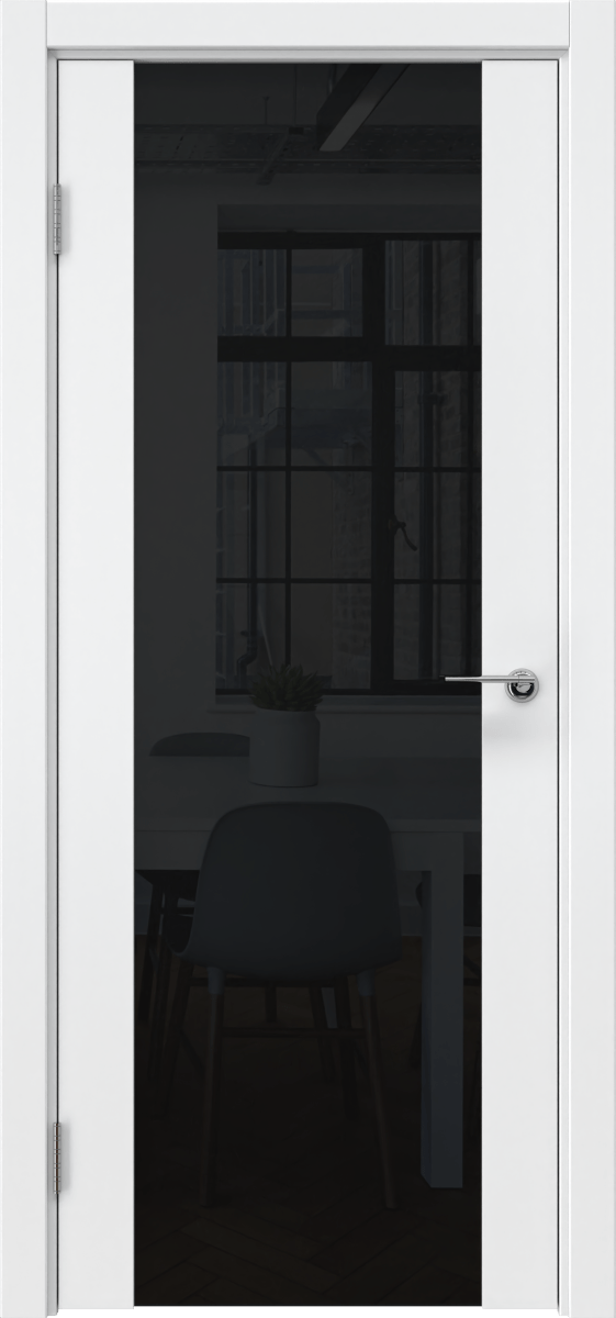 Комплект двери с коробкой ZM018 (эмаль белая, стекло триплекс черный)