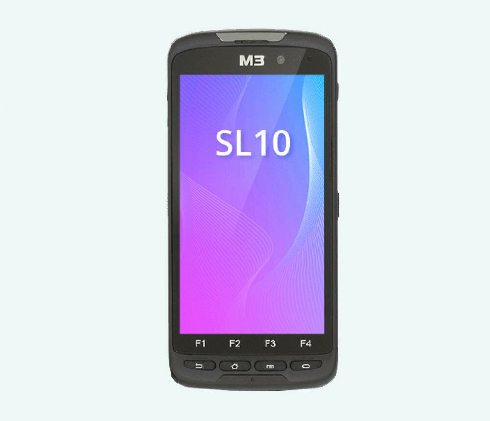 Терминал сбора данных (ТСД) M3 Mobile SL10, SL100N-12CHSS-HF, Android 8.1, HD, 802.11 a/b/g/n , SE4710 2D imager scanner, 4 Front Key, Rear Camera, BT, GPS, NFC, 2G/16G, Standard Battery is included. Requires Cradle and Power Supply for charging.