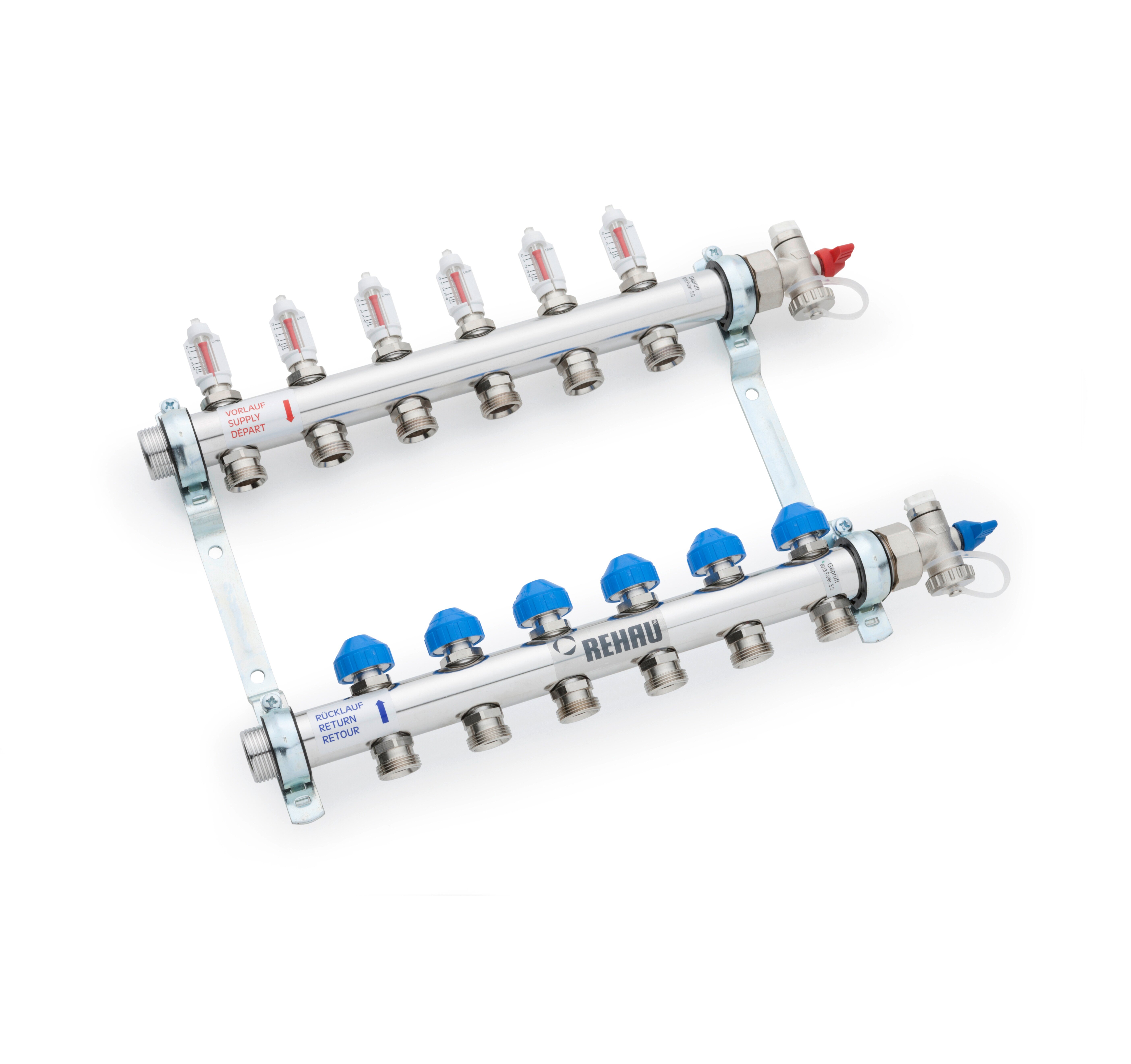 Коллектор Rehau HKVD-3 с расходомерами на 3 контура, с шаровыми кранами в комплекте (арт. 12080311002)