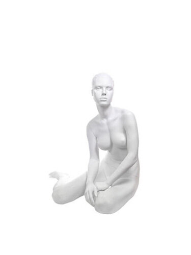 Манекен женский сидячий скульптурный белый LU-08F-01M