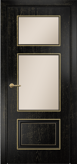 Дверь Оникс Прованс фрезерованный Цвет:эмаль черная патина золото Остекление:Сатинат бронза