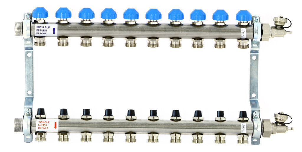 Коллектор распределительный Uni-Fitt Н 1 10 выходов, с регулировочными и термостатическими вентилями 456W4310quot;