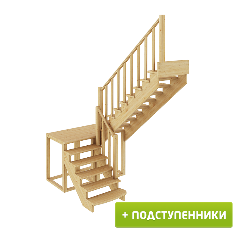 Деревянные лестницы ProfiHobby Лестница К-004м/4 П с подступенками сосна (7 уп)