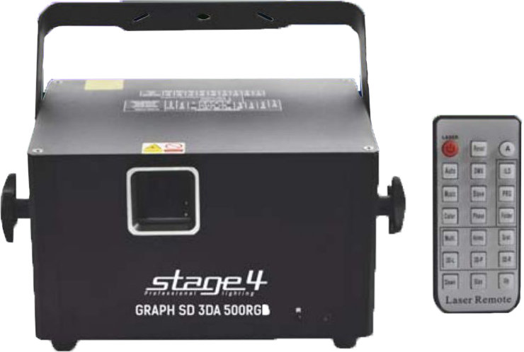 STAGE4 GRAPH SD 3DA 500RGB мультиэффект (4 лазерных эффекта) графический проектор со скоростью сканирования 25 000pps и возможностью записи и воспроизведения файлов лазерной графики (логотипов, изображений, текста) с SD карты в формате ILDA