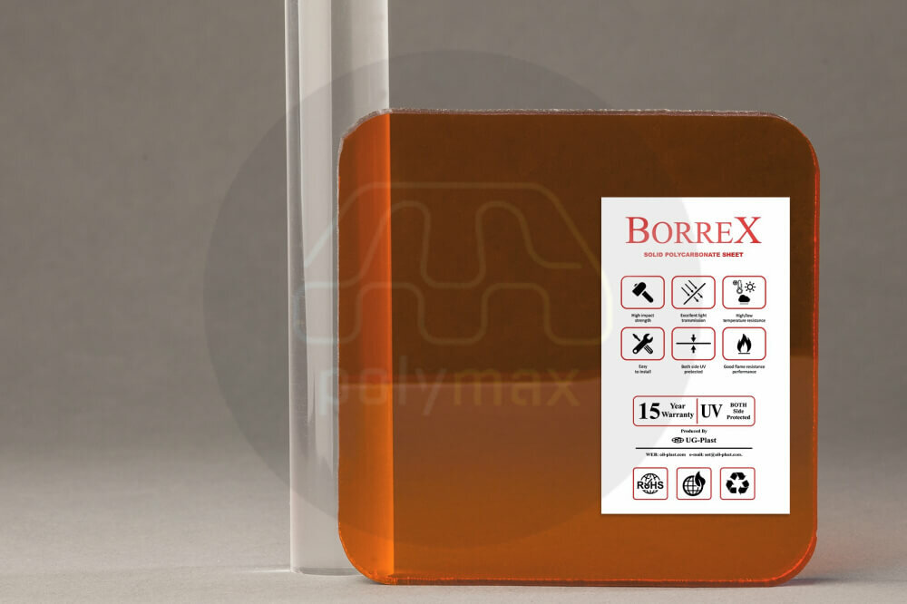 Монолитный поликарбонат ЮгОйлПласт 5 мм бронза Borrex ( Боррекс ) 2050мм*3050мм