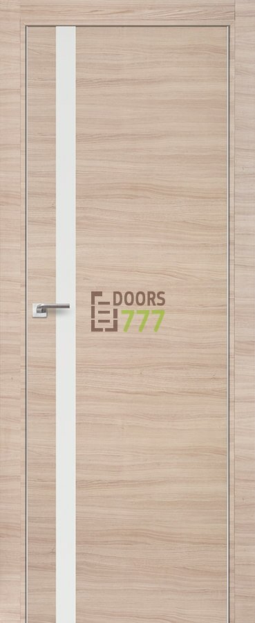 Двери ProfilDoors Серия Z модель 6Z Цвет:Капуччино Кроскут Остекление:Белый лак Тип:кромка хромированный алюминий с 2х сторон