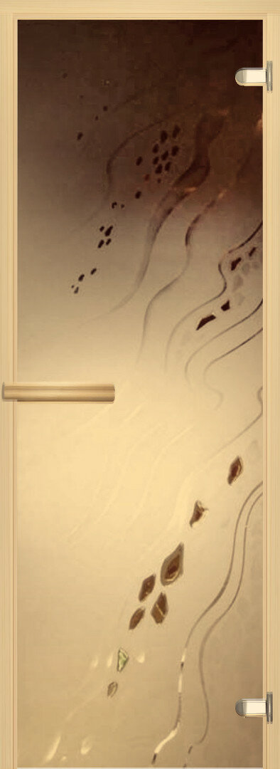 Дверь для бани АКМА АРТ с Фьюзингом галька 7х19 (8 мм, коробка липа)