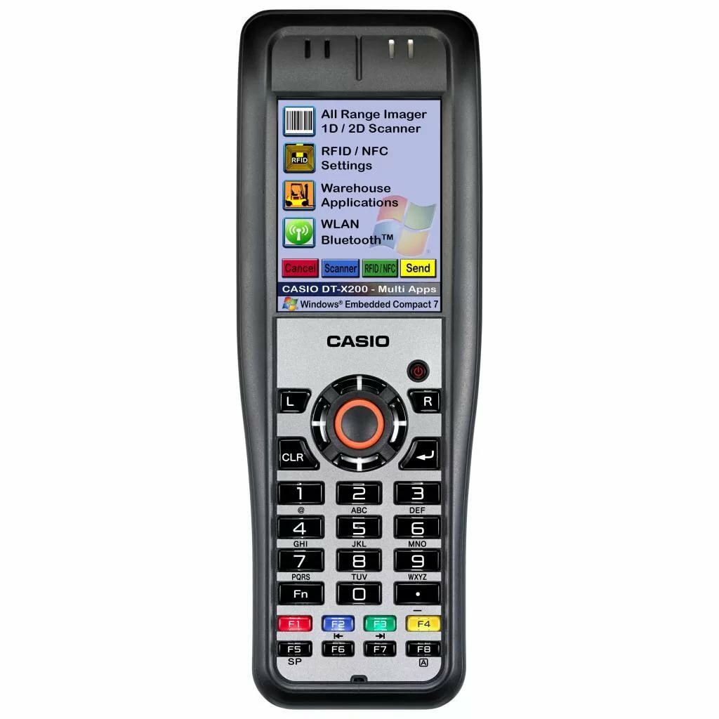 Терминал сбора данных Casio DT-X200-20E, фото (имидж) сканер 2D кодов, Windows Embedded Compact 7, 128 MB, цветной сенсорный экран, microSD Slot, W-LAN 802.11b/g, Bluetooth