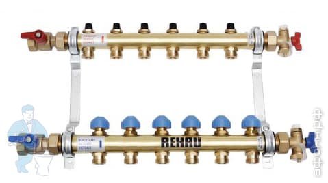 REHAU Коллекторная группа HKV RAUTHERM S на 6 выходов, нерж.сталь