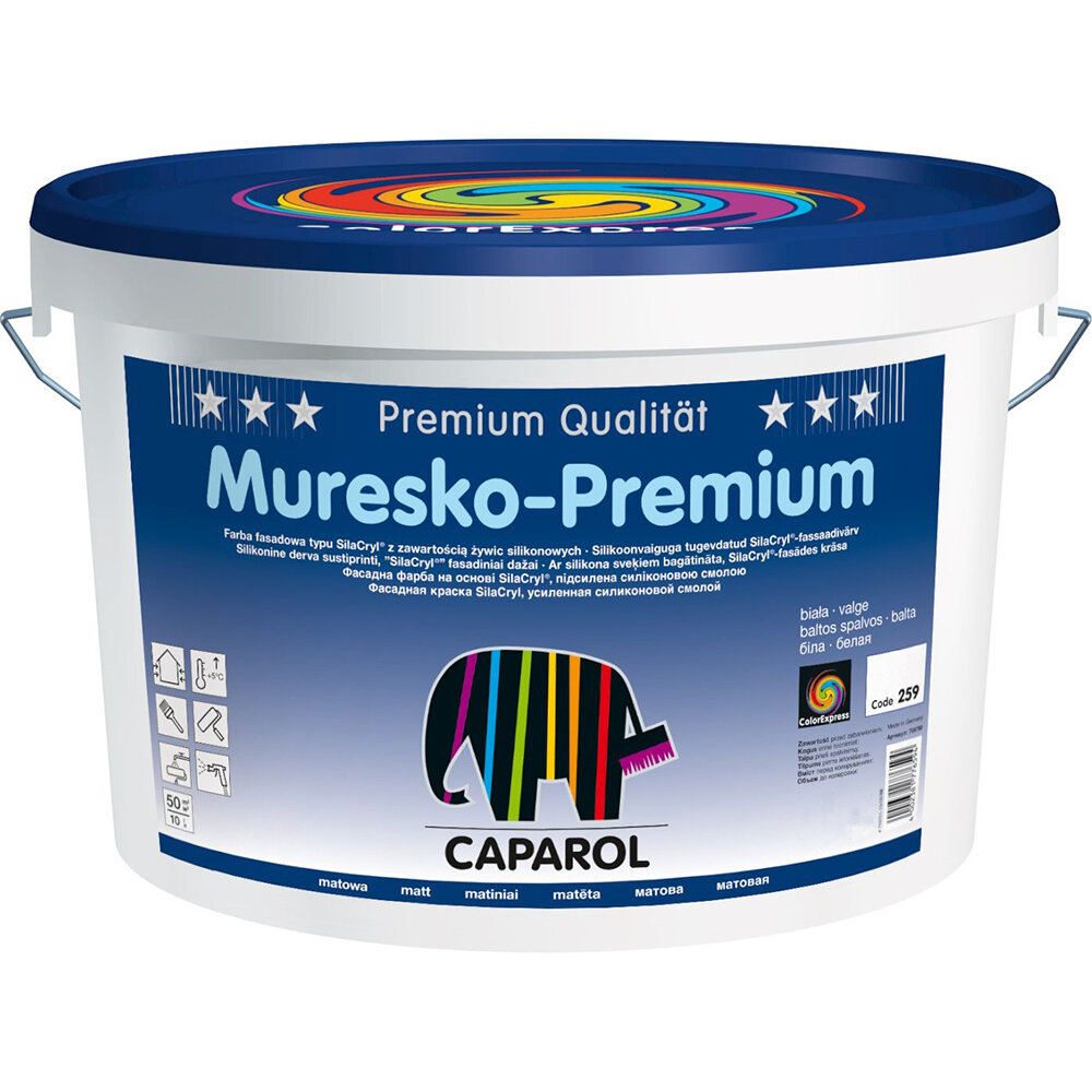 Краска водно-дисперсионная для наружных работ Caparol Muresko-Premium База 3 9.4 л