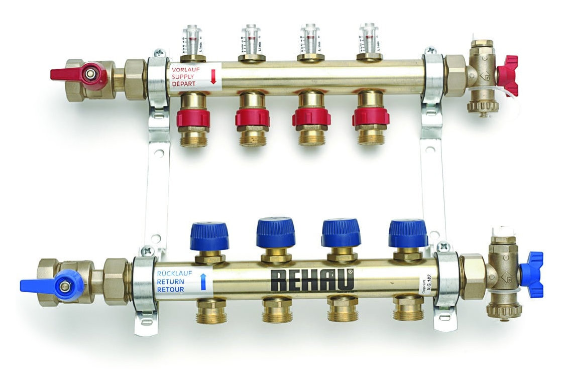Коллектор распределительный Rehau HKV-D 4 на четыре контура с расходомерами 12080411002