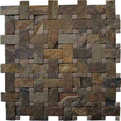 Мозаика комбинирован Burnt Sienna + Palace Onyx на сетке 1.5x1.5 29,6x29,6