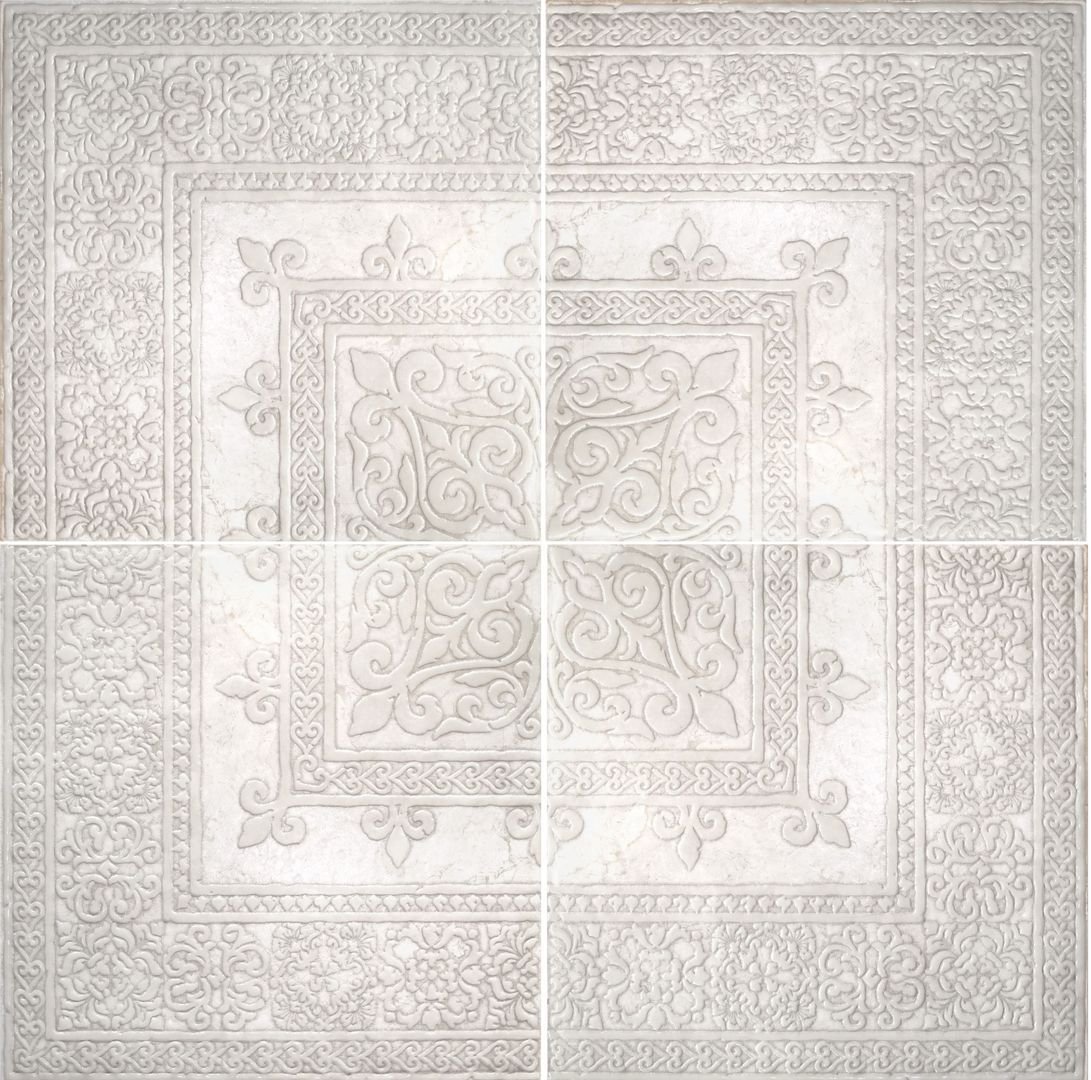 Декор керамогранит Absolut Keramika Papiro White Roseton Gotico White из 4-х плиток 41292 1200x1200 мм (Керамогранит)