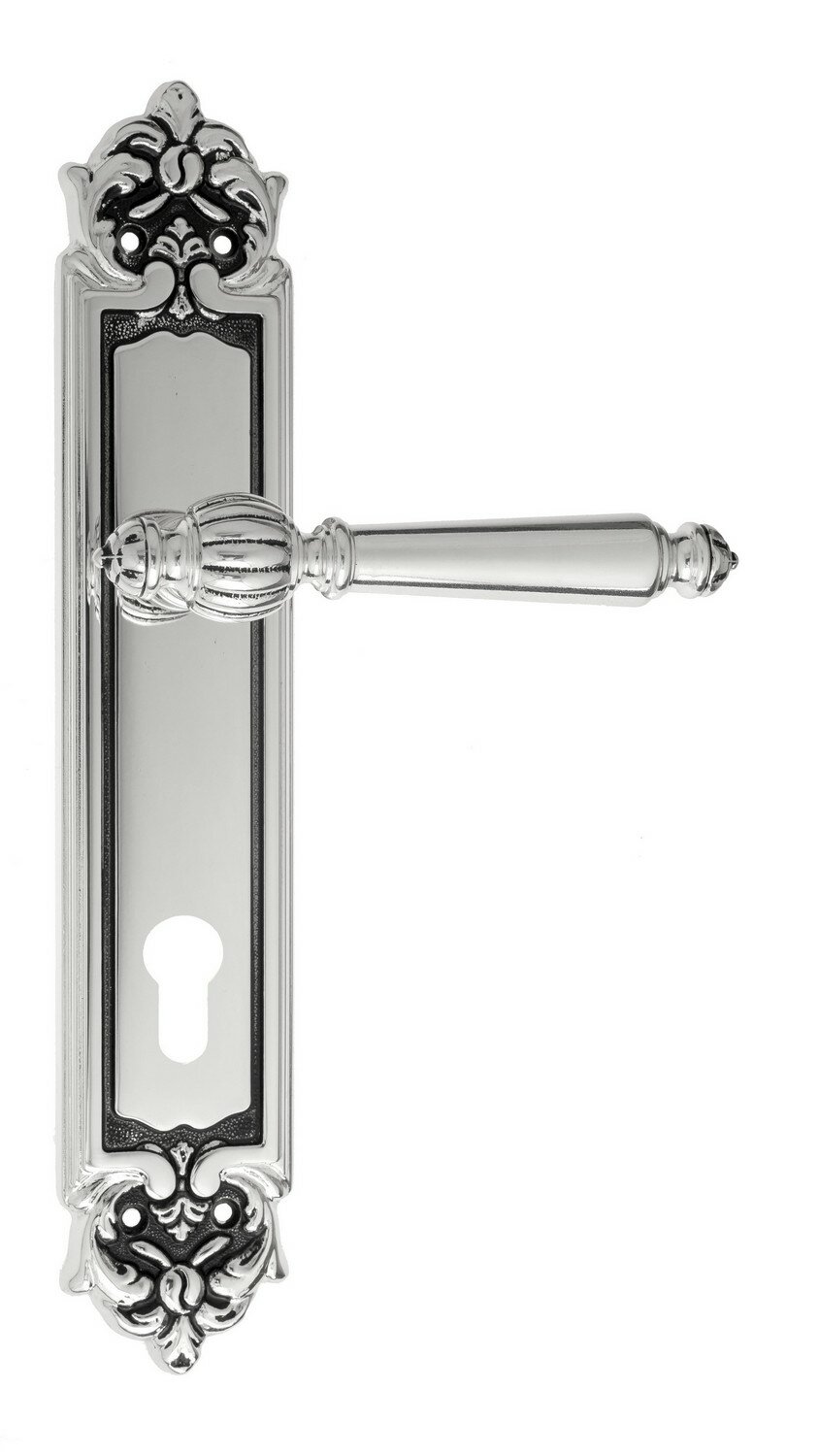 Дверная ручка Venezia quot;PELLESTRINAquot; CYL на планке PL96 натуральное серебро + черный